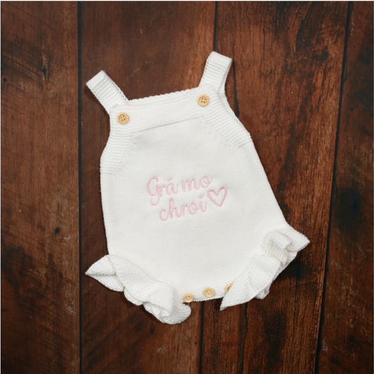 Baby girl knit romper - White