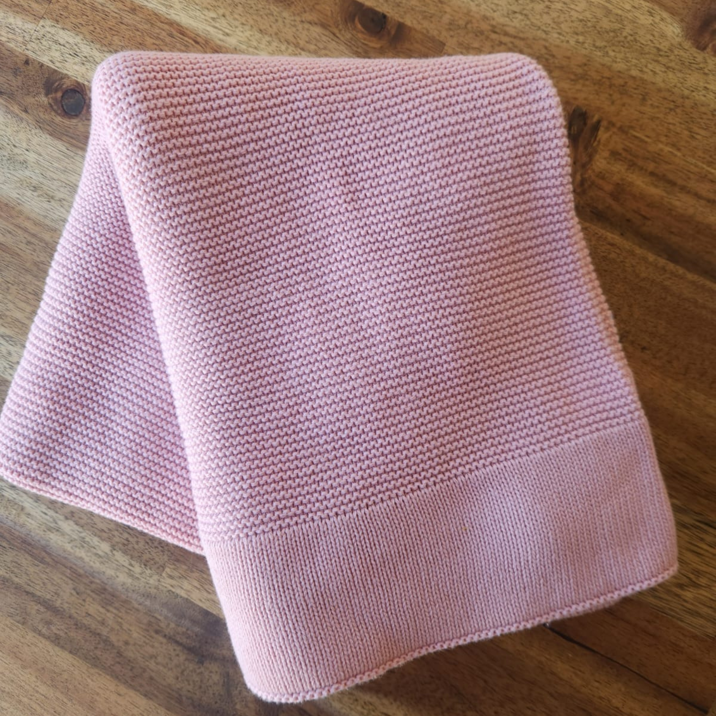 Dusty pink knit baby blanket
