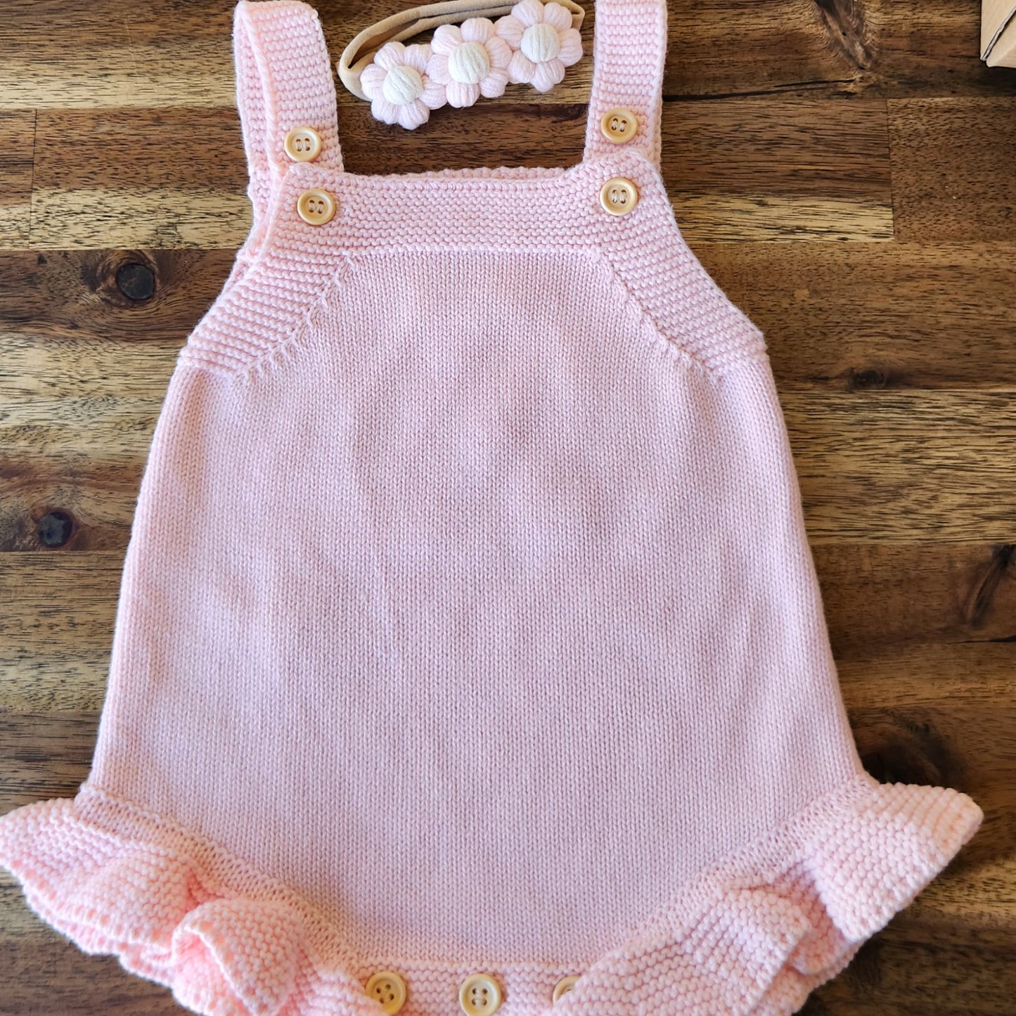 Baby girl knit romper - Pink