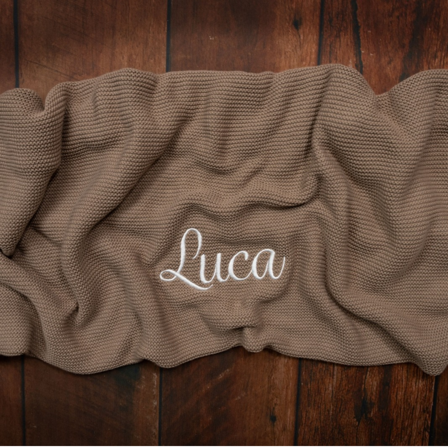 Mocha knit baby blanket