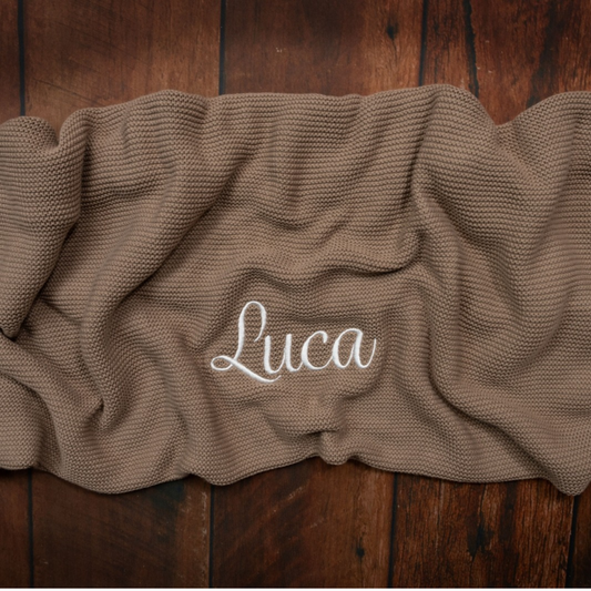 Mocha knit baby blanket