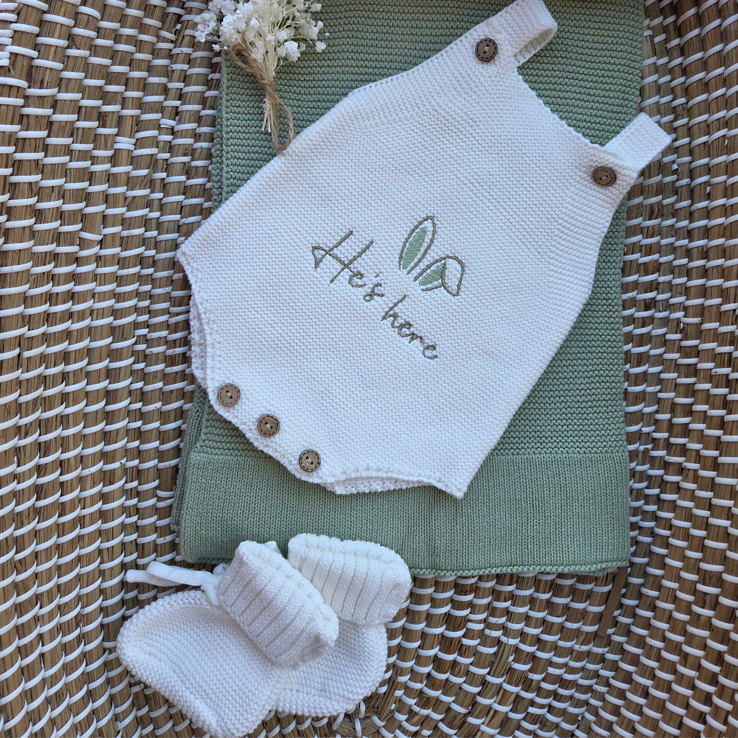 Baby boy knit romper - White