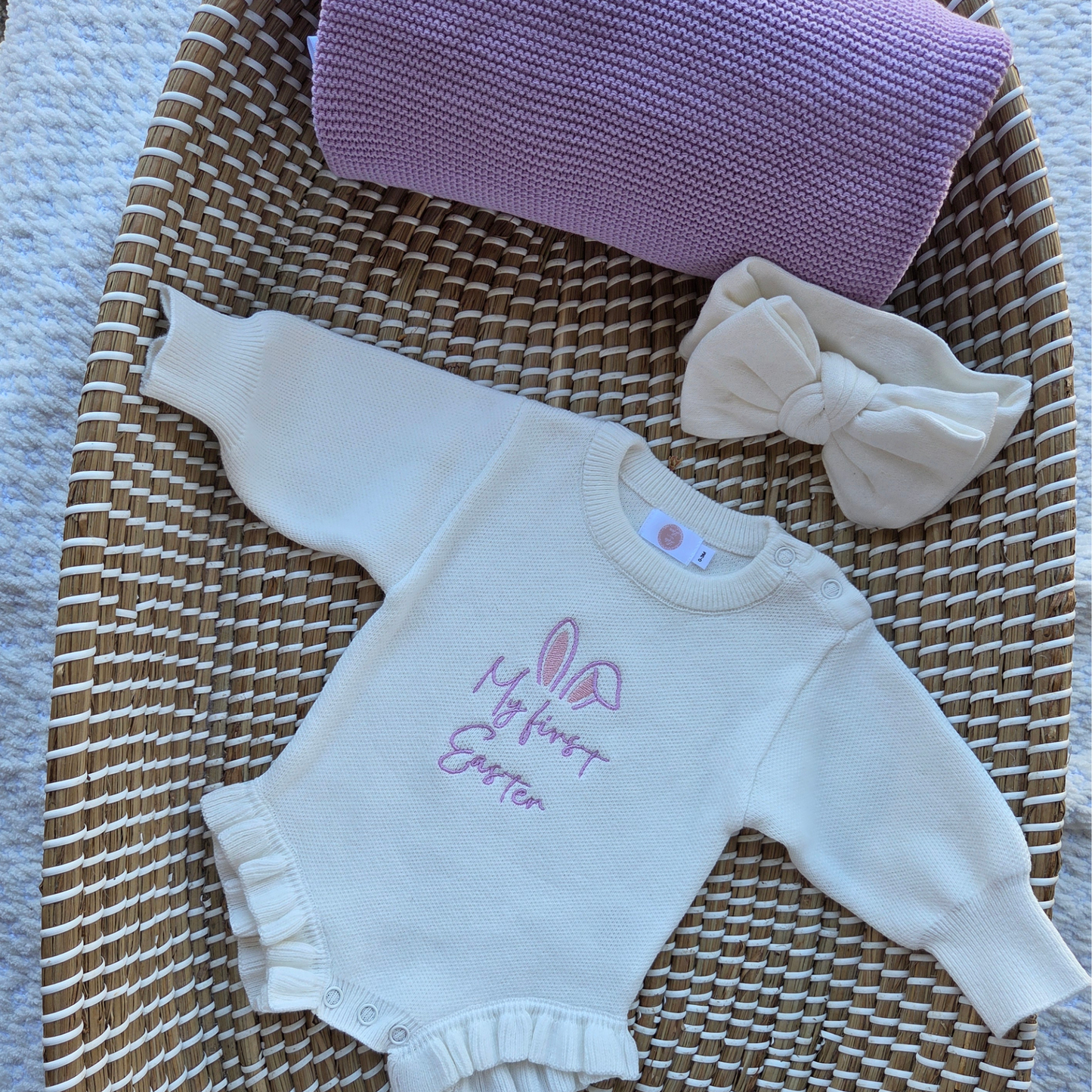 Girls Romper & Bootie set with blanket