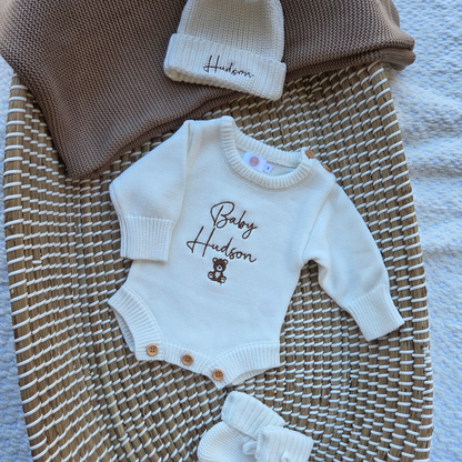 Boys Romper & Bootie set with blanket
