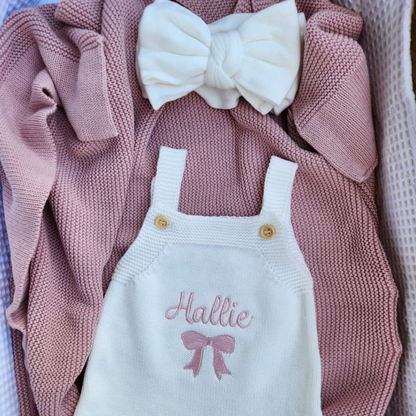 White Bow Knit Headband