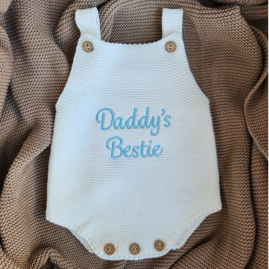 Baby boy knit romper - White