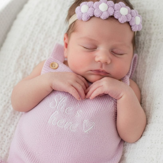Baby girl knit romper - Lilac