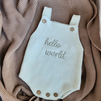Baby boy knit romper - Sage