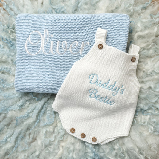 Baby boy knit romper - White